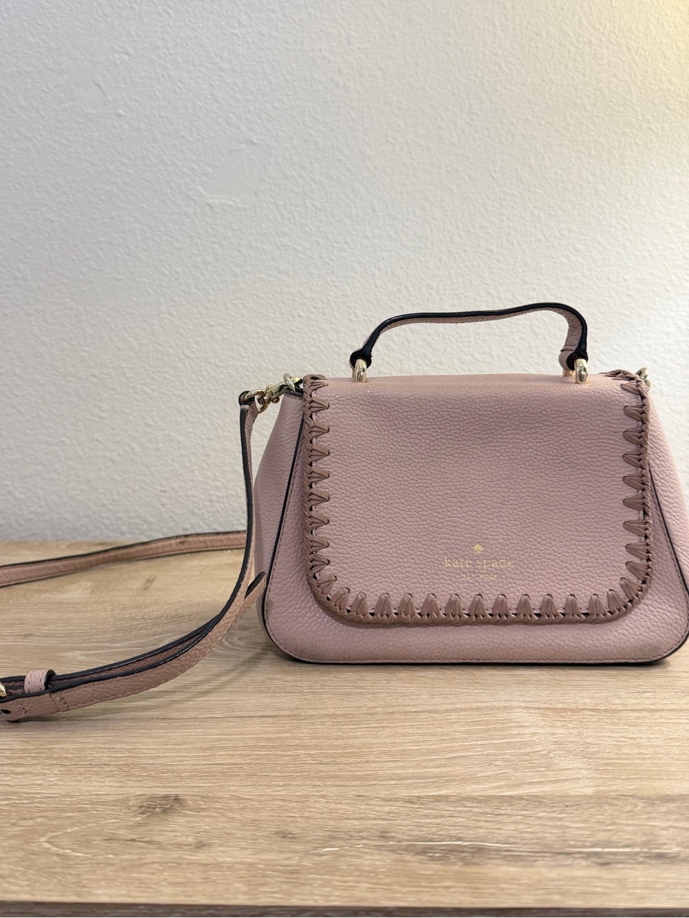 kate spade Blush Pink Leather Whipstitch Top-Handle Crossbody